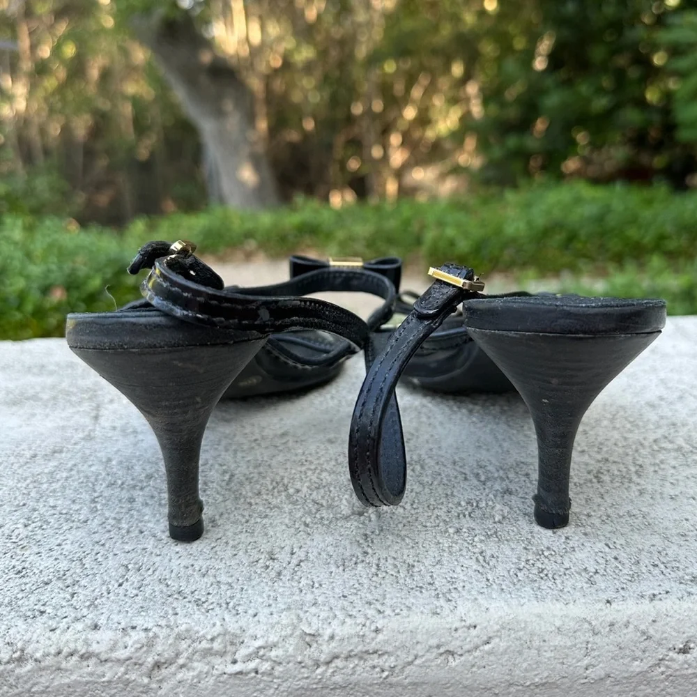 Tory Burch "Kailey" slingback heeled sandals with bow accents - size 11M - Picture 3 of 6